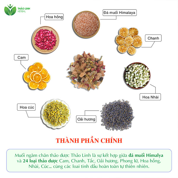 thành phần muối thảo mộc ngâm chân thảo linh herbal